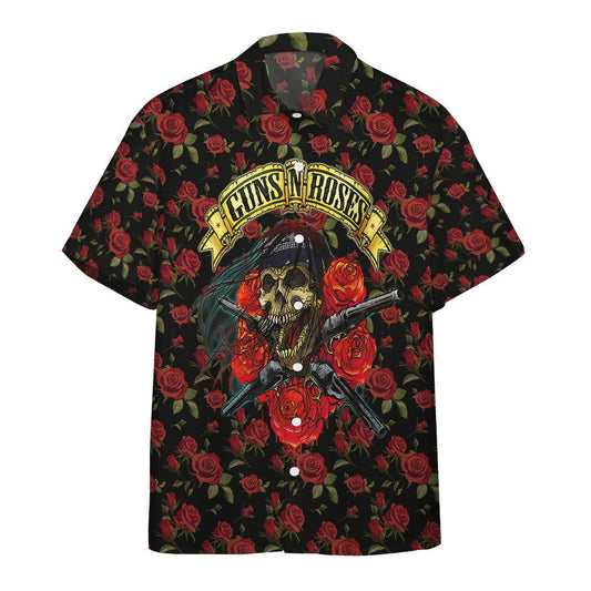  3D Skulls With Guns And Roses Custom Hawaii Shirt