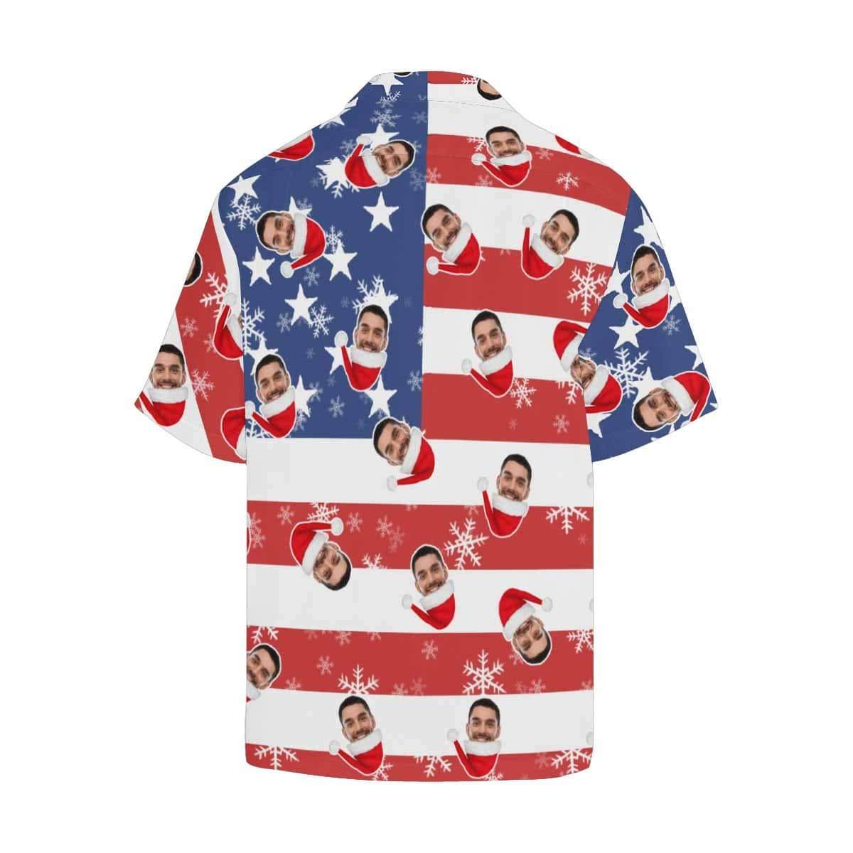 Custom Face Christmas Flag Men's Hawaiian Shirt