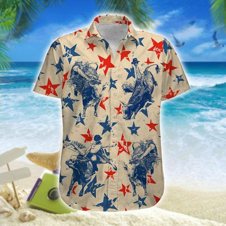 Hawaiian Aloha Shirts America Bull Riding