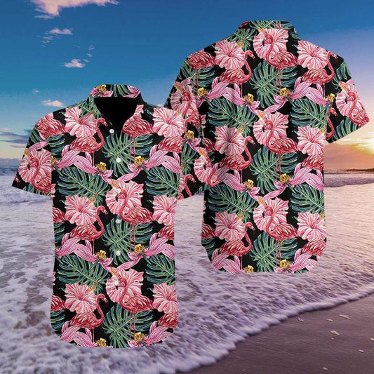 Flamingo Tropical Hawaiian Aloha Shirts #610l