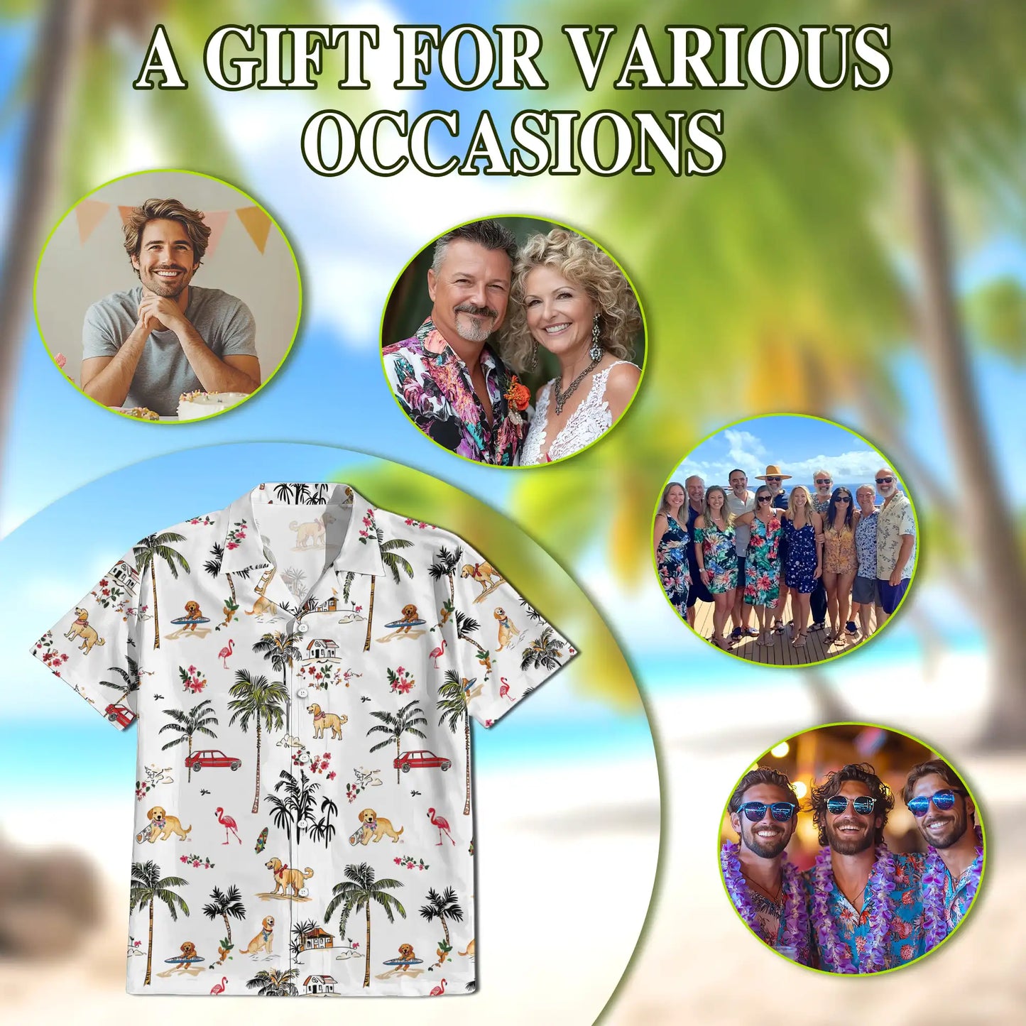 Golden Retriever Hawaiian 3D Polo Shirt | Azhawaiian