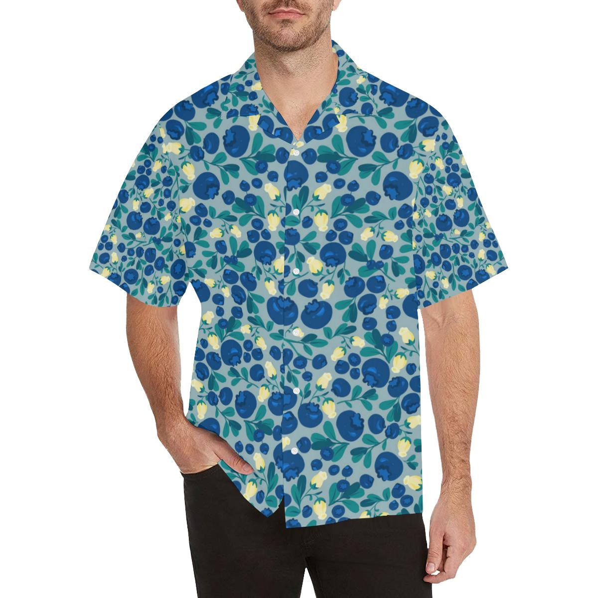 Blueberry Design Pattern Mens All Over Print Hawaiian Shirt
