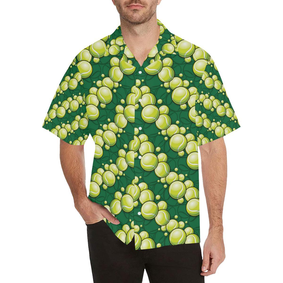 Tennis Pattern Print Design 04 Mens All Over Hawaiian Shirt