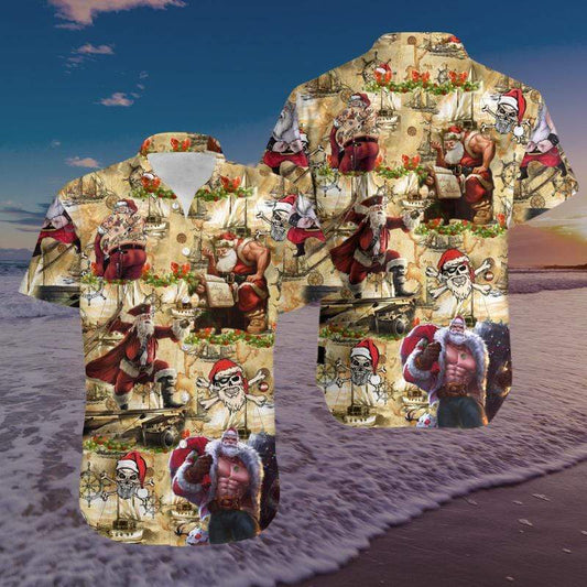 Amazing Pirate Santa Claus Unisex Hawaiian Aloha Shirts