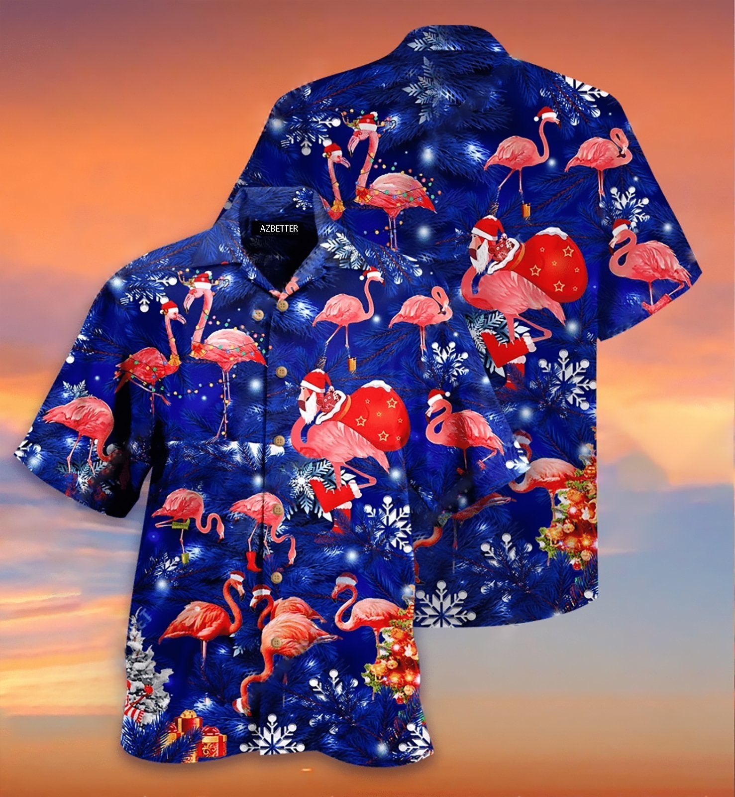 Flamingo On Christmas 3D Hawaiian Aloha Shirt