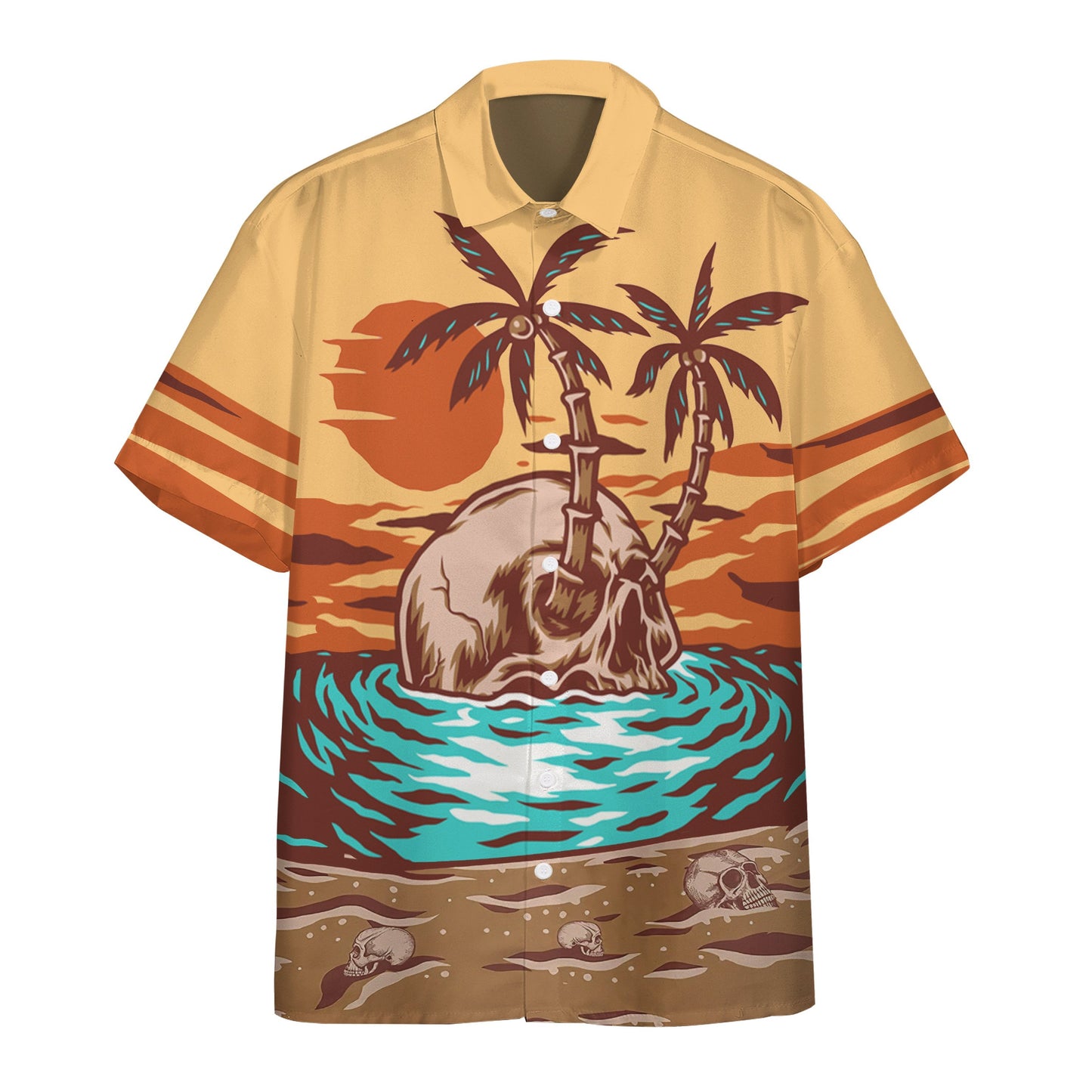  3D Skull Summer Beach Sunset Custom Hawaii Shirt