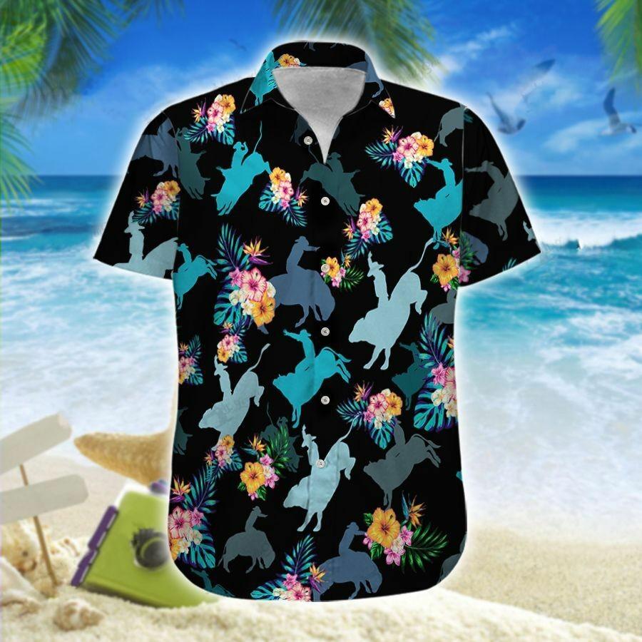 Hawaiian Aloha Shirts Tropical Bull Riding