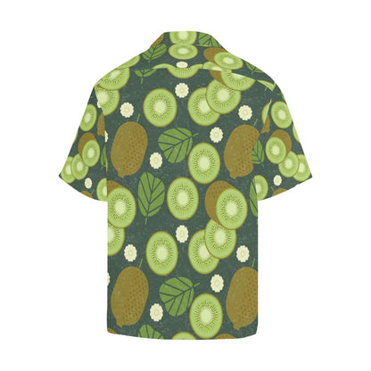 Whole Sliced Kiwi Leave And Flower Mens All Over Print Hawaiian Shirt