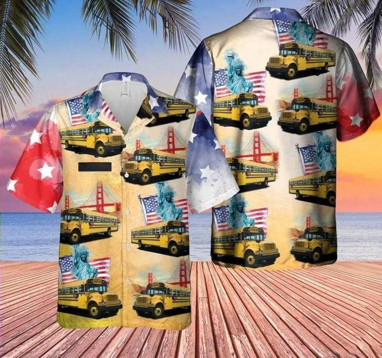 Hawaiian Aloha Shirts Us School Bus Driver 4Th July