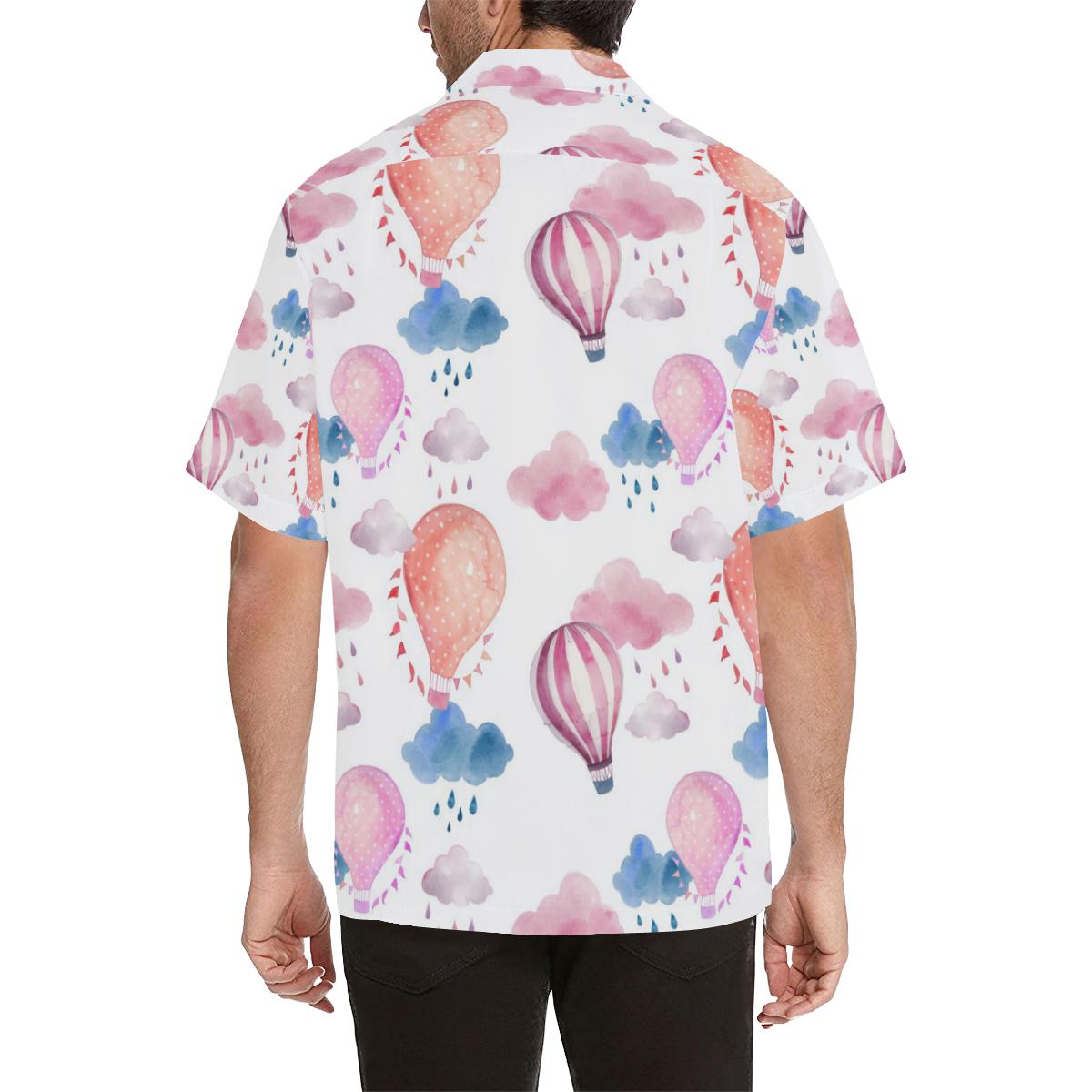 Watercolor Air Balloon Cloud Pattern Mens All Over Print Hawaiian Shirt