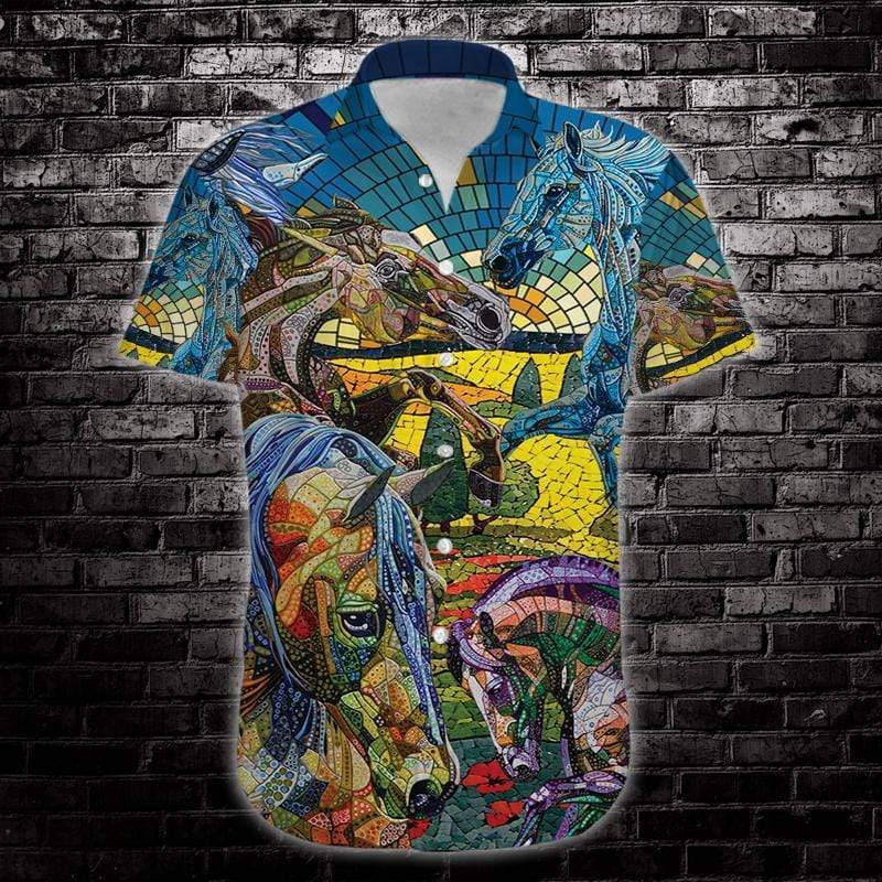 Abstract Horse Unisex Hawaiian Shirts 