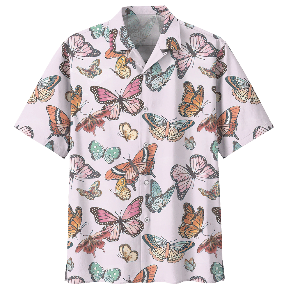 Butterfly White Nice Design Unisex Hawaiian Shirt 