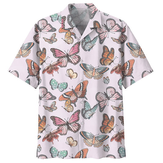 Butterfly White Nice Design Unisex Hawaiian Shirt 