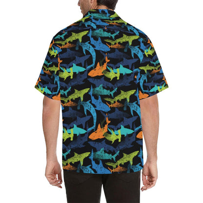 Colorful Shark Mens All Over Print Hawaiian Shirt