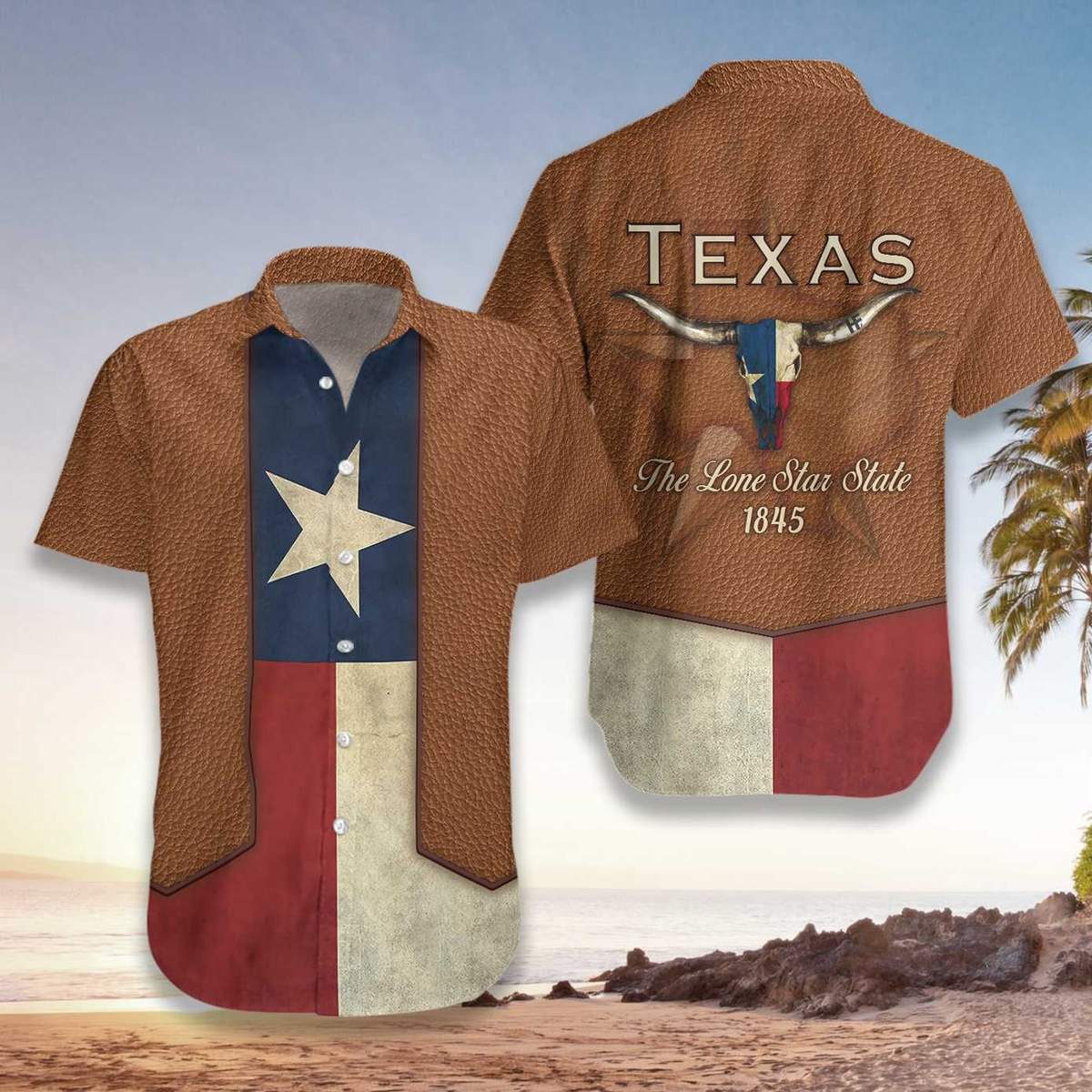 Hawaiian Aloha Shirts Texas Longhorn Cowboy Style