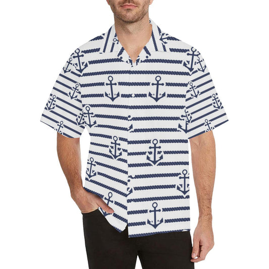 Anchor Rope Nautical Pattern Mens All Over Print Hawaiian Shirt