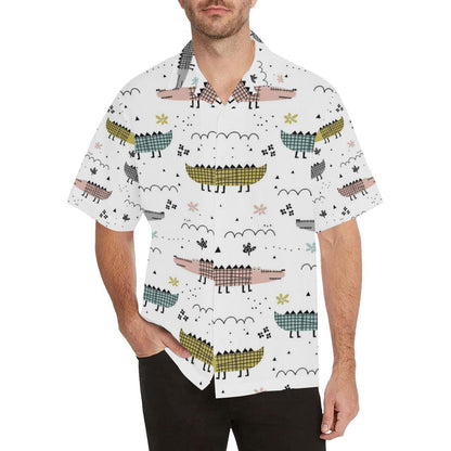 Cute Crocodile Pattern Mens All Over Print Hawaiian Shirt