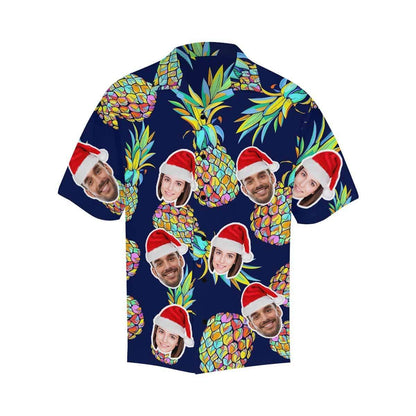 Custom Face Christmas Pineapple Men's All Over Print Hawaiian Shirt