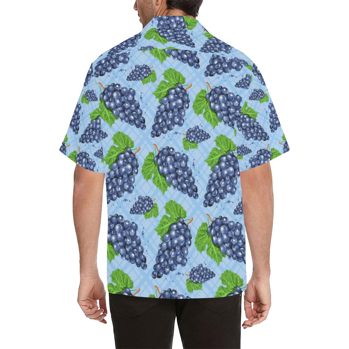 Watercolor Grape Pattern Mens All Over Print Hawaiian Shirt