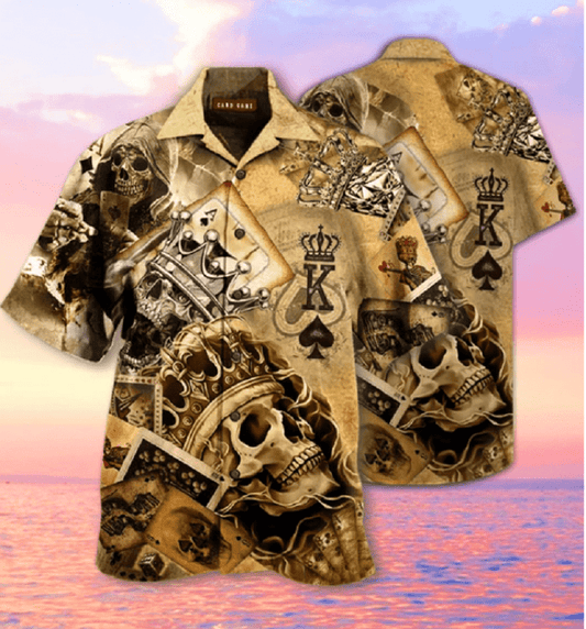 Hawaiian Aloha Unisex Shirts Skull Crown and King Chess #H