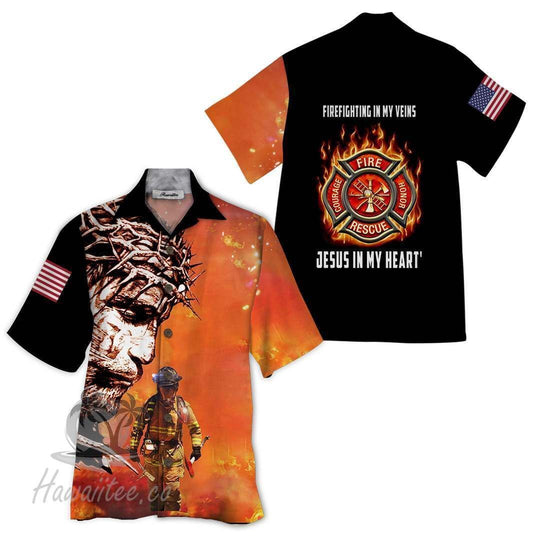 Firefighter Colorful Awesome Design Unisex Hawaiian Shirt 