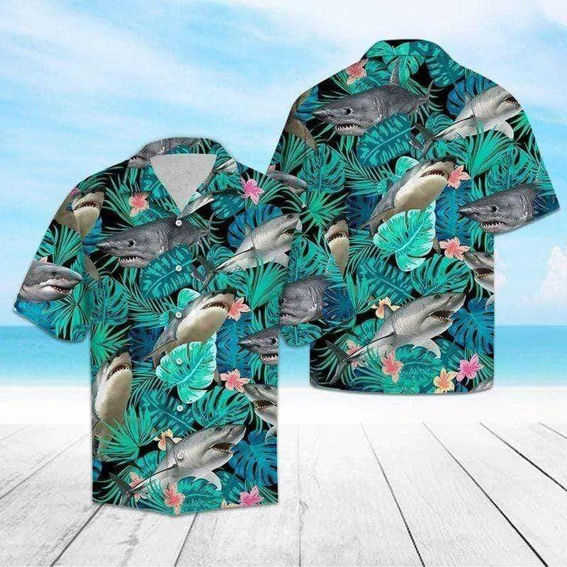 Cool Shark Summer Vibe Tropical Hawaiian Aloha Shirts #V