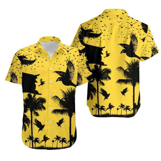 Coconut Beach Black and Yellow Full Printing Hawaiian Aloha Shirts #180121V