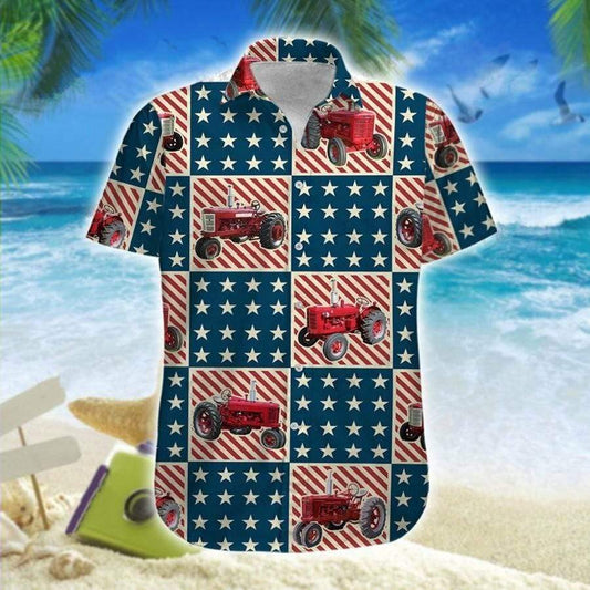 Hawaiian Aloha Shirts American Tractor 4Th Of July