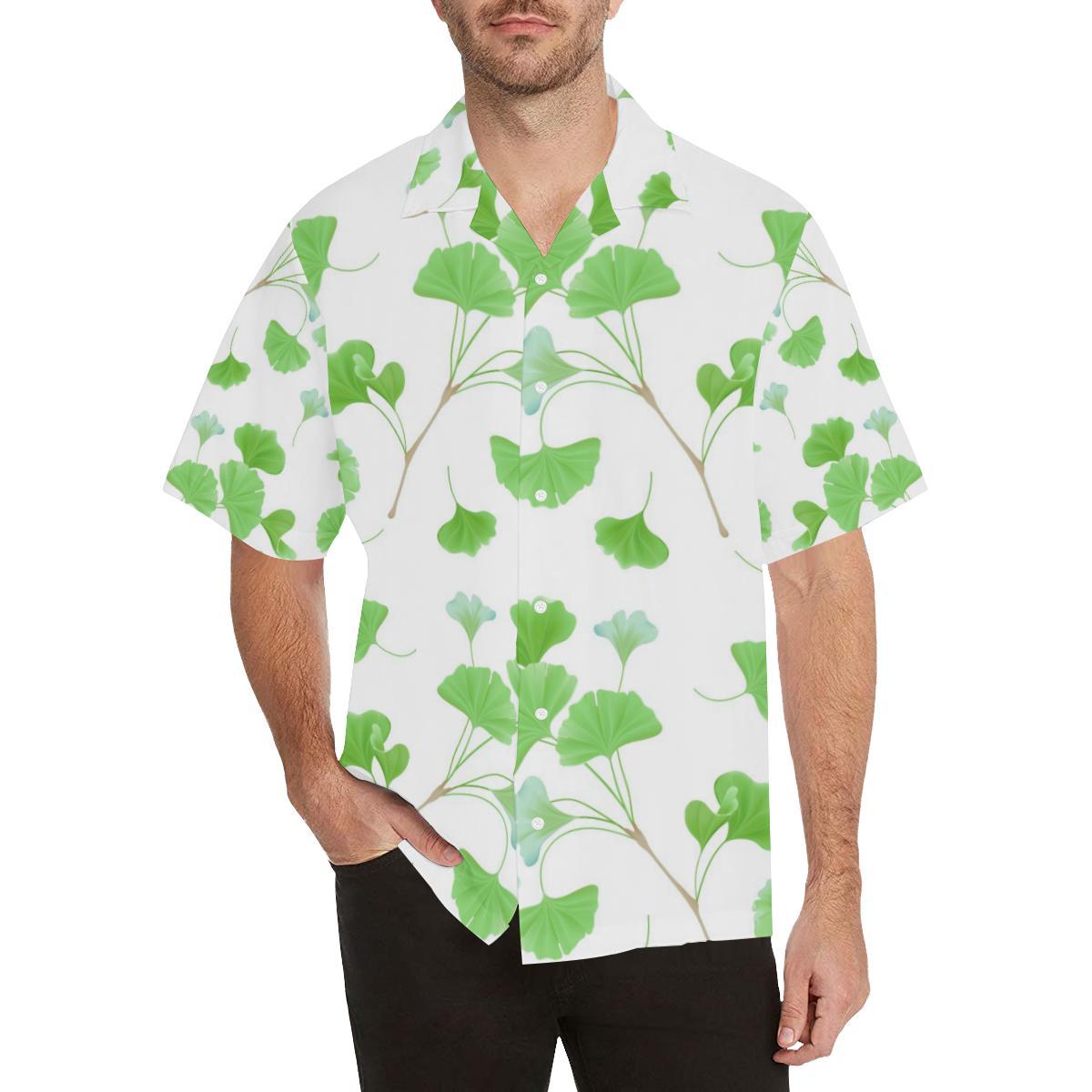 Ginkgo Leaves Pattern Mens All Over Print Hawaiian Shirt