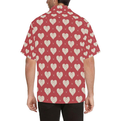 Heart Red Pattern Mens All Over Print Hawaiian Shirt