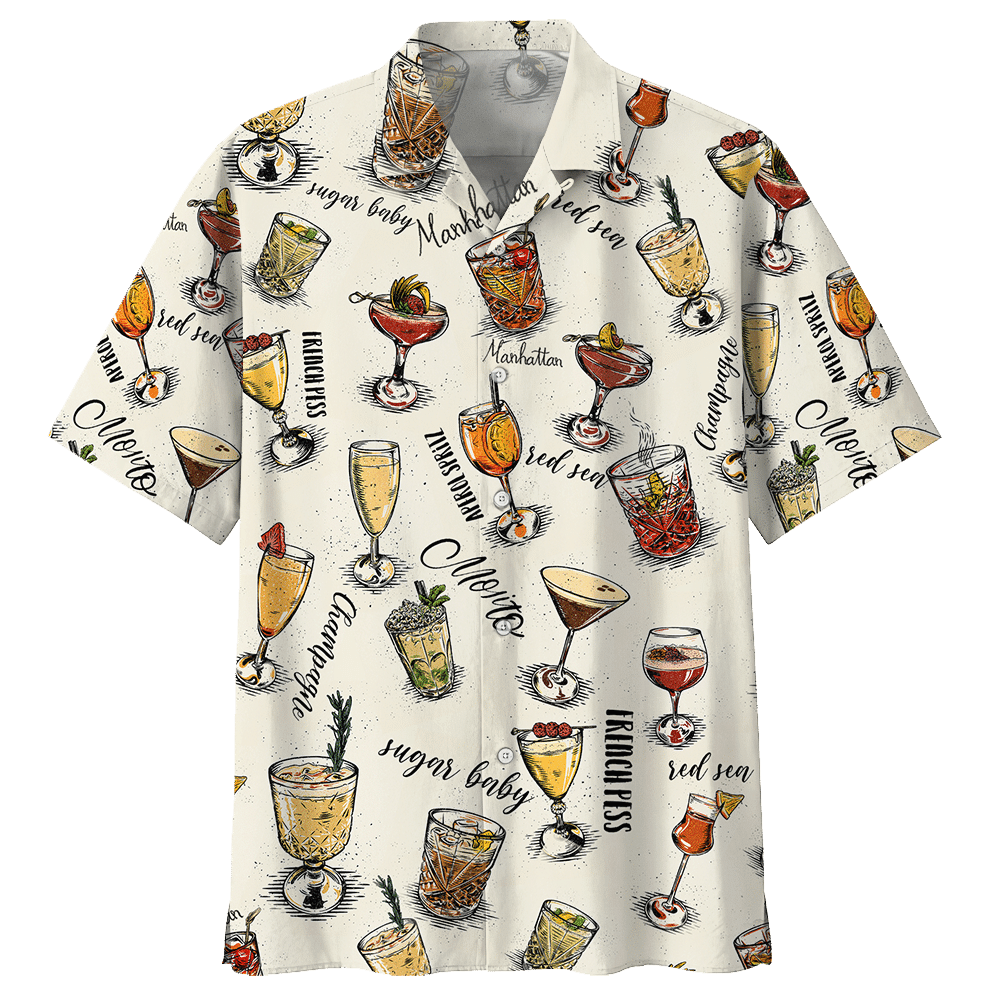 Cocktail  White White Unisex Hawaiian Shirt For Men And Women Dhc17063847