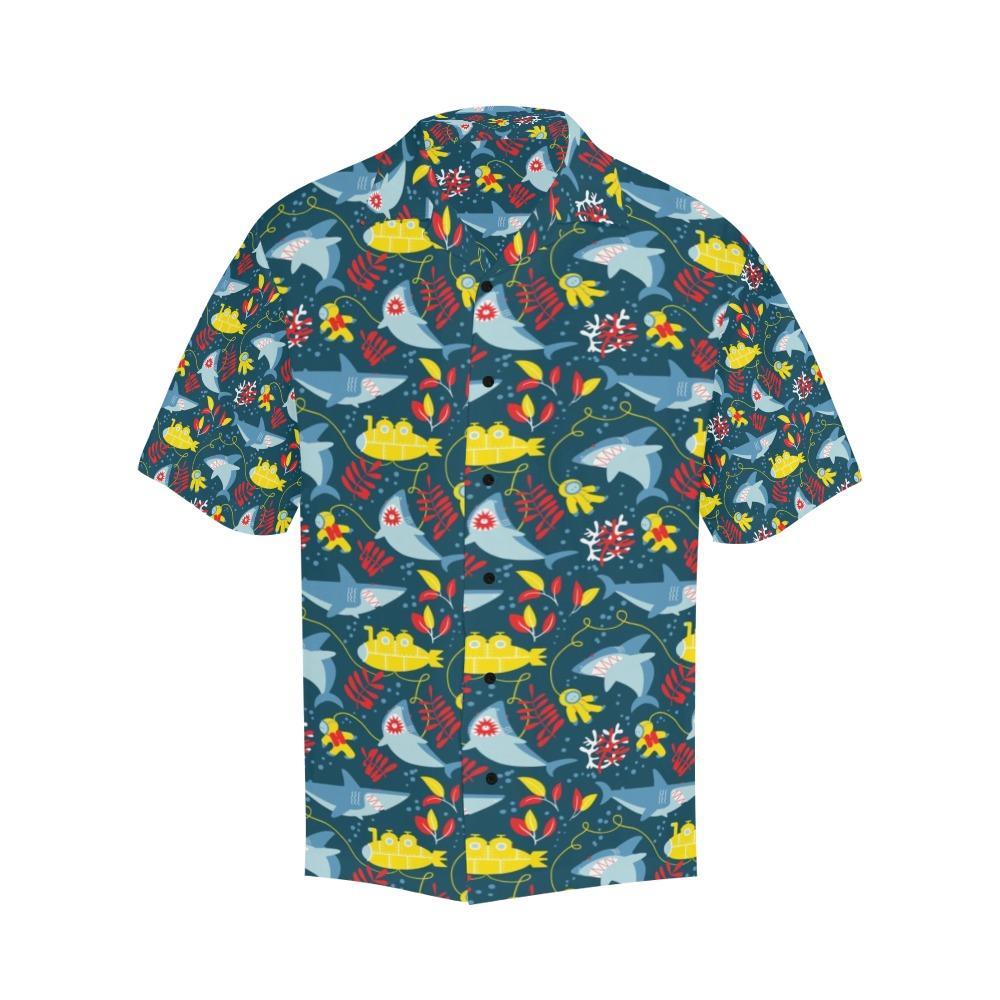 Scuba With Sharks Print Design Lks3 Hawaiian Shirt