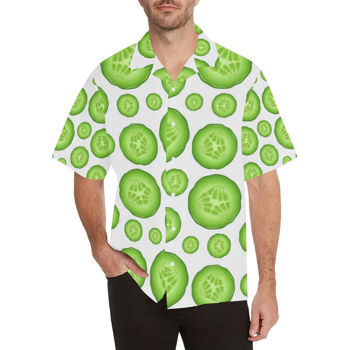 Sliced Cucumber Pattern Mens All Over Print Hawaiian Shirt