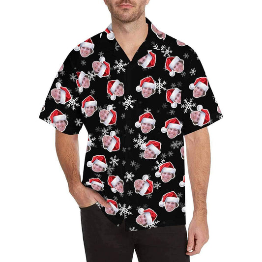 Custom Face Christmas Hats Men's Hawaiian Shirt