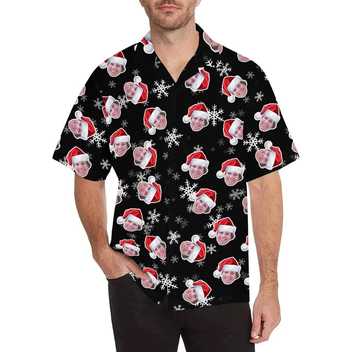 Custom Face Christmas Men's All Over The Print Hawaiian Shirt