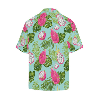 Dragon Fruit Leaves Pattern Mens All Over Print Hawaiian Shirt