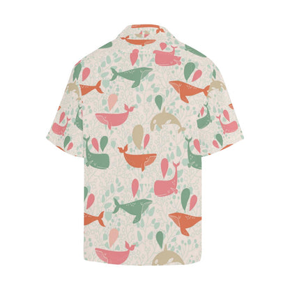 Cute Whale Pattern Mens All Over Print Hawaiian Shirt