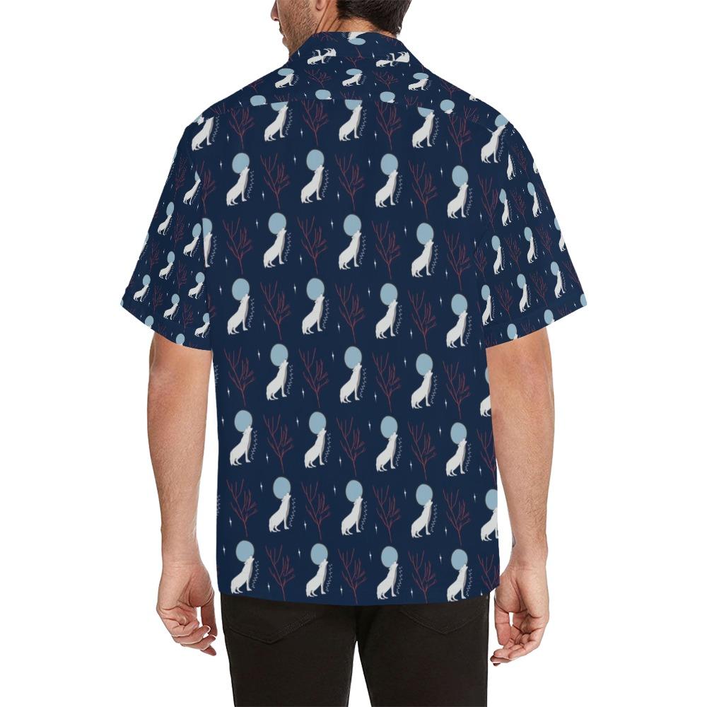 Wolf Moon Print Design Hawaiian Shirt