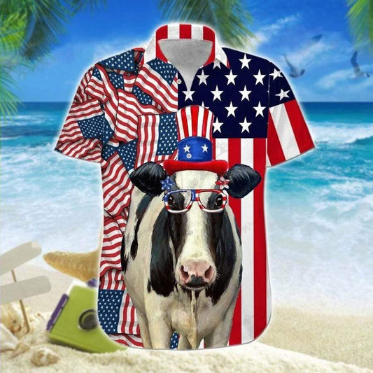 Hawaiian Aloha Shirts Cow 4Th Of July