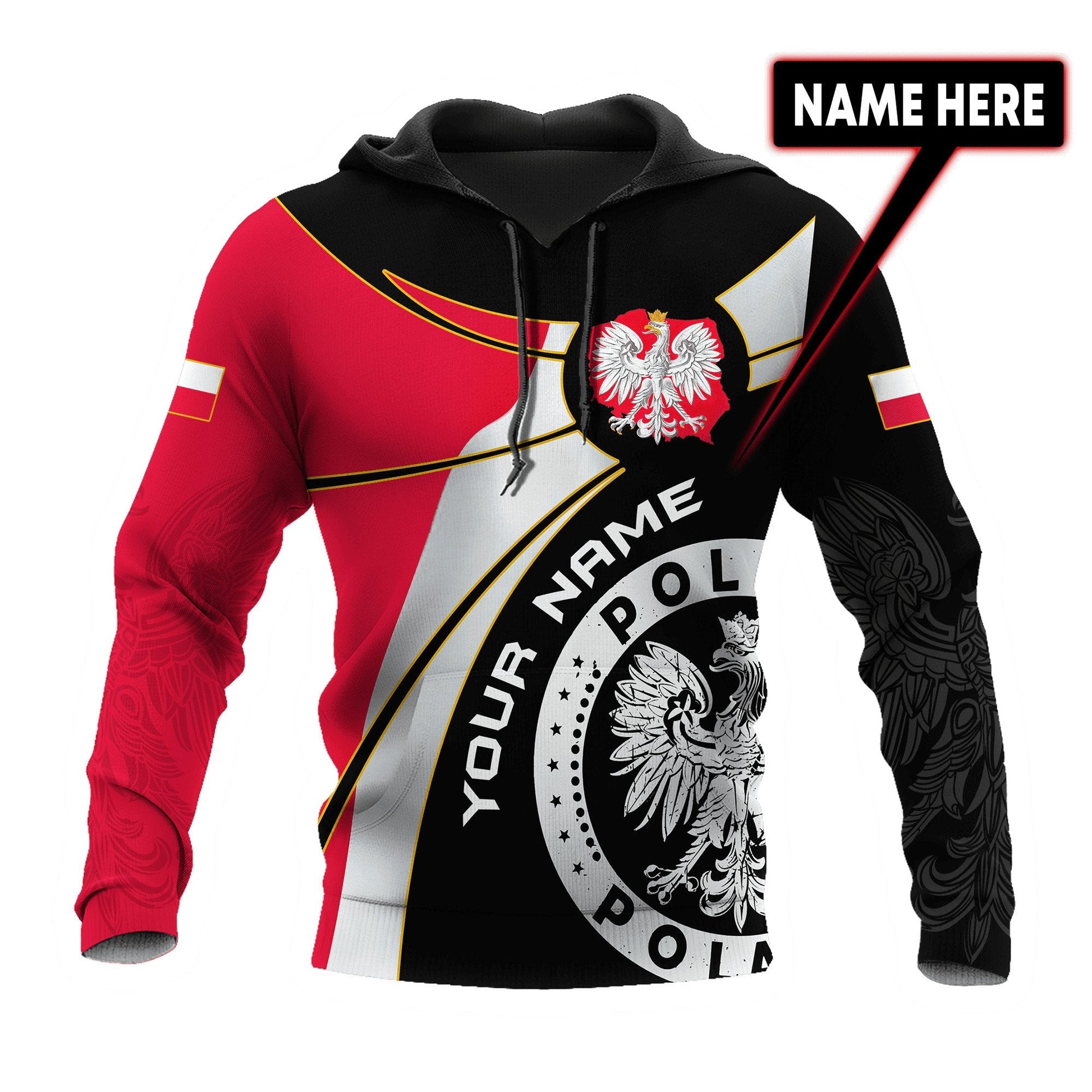 Personalized Polska All Over Printed Unisex Hoodie