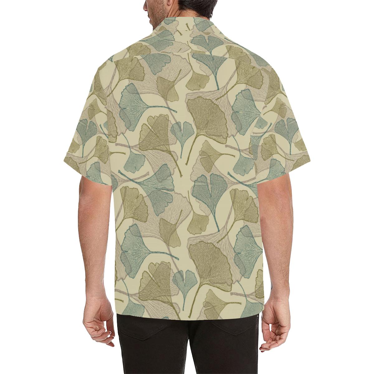 Ginkgo Leaves Design Pattern Mens All Over Print Hawaiian Shirt