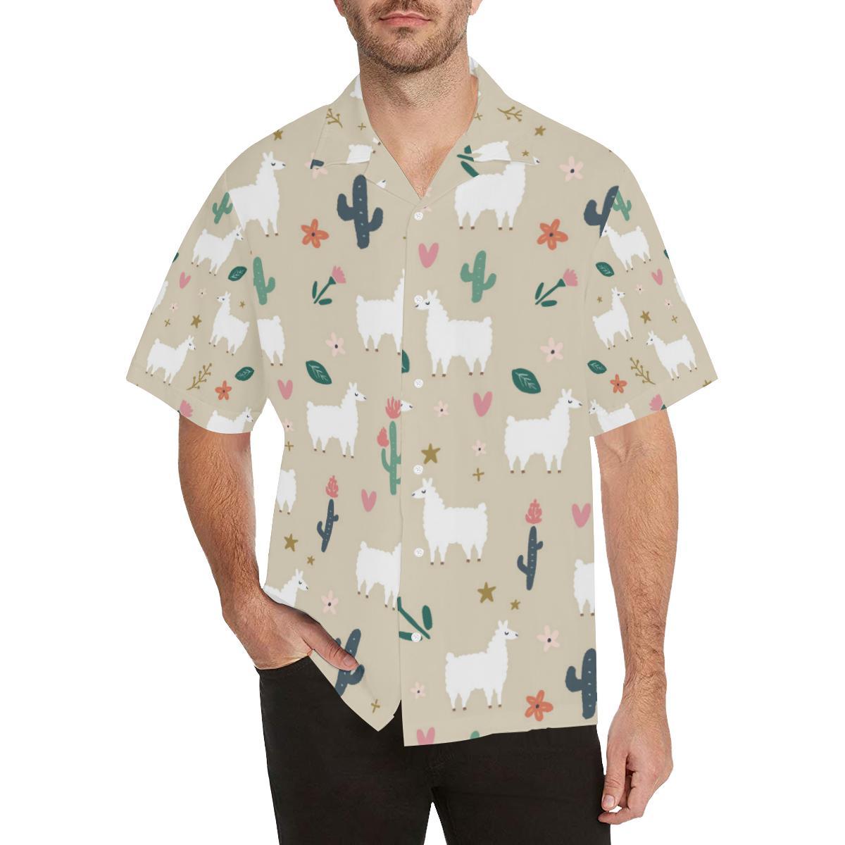 Llama Cactus Pattern Print Design Hawaiian Shirt