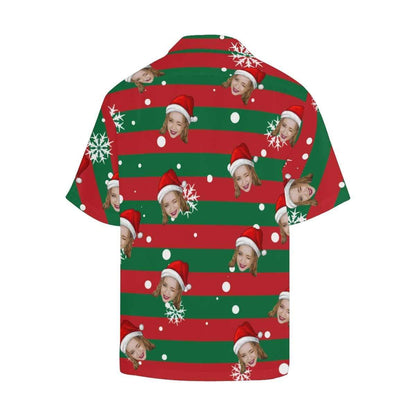 Custom Face Stripe Christmas Men's Hawaiian Shirt