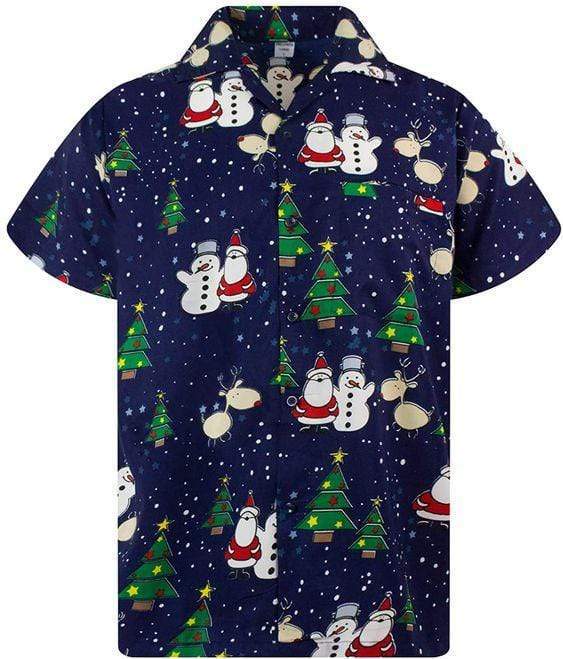 Hawaiian Aloha Shirts Funky Santa And Snowman Christmas