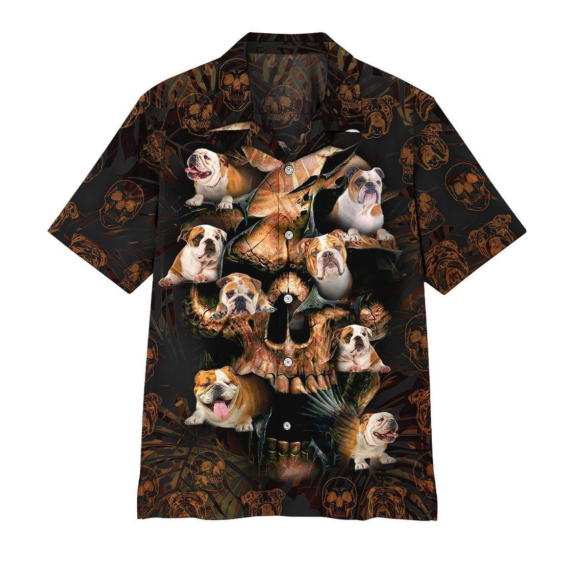  3D Bulldog Skull Hawaii Shirt