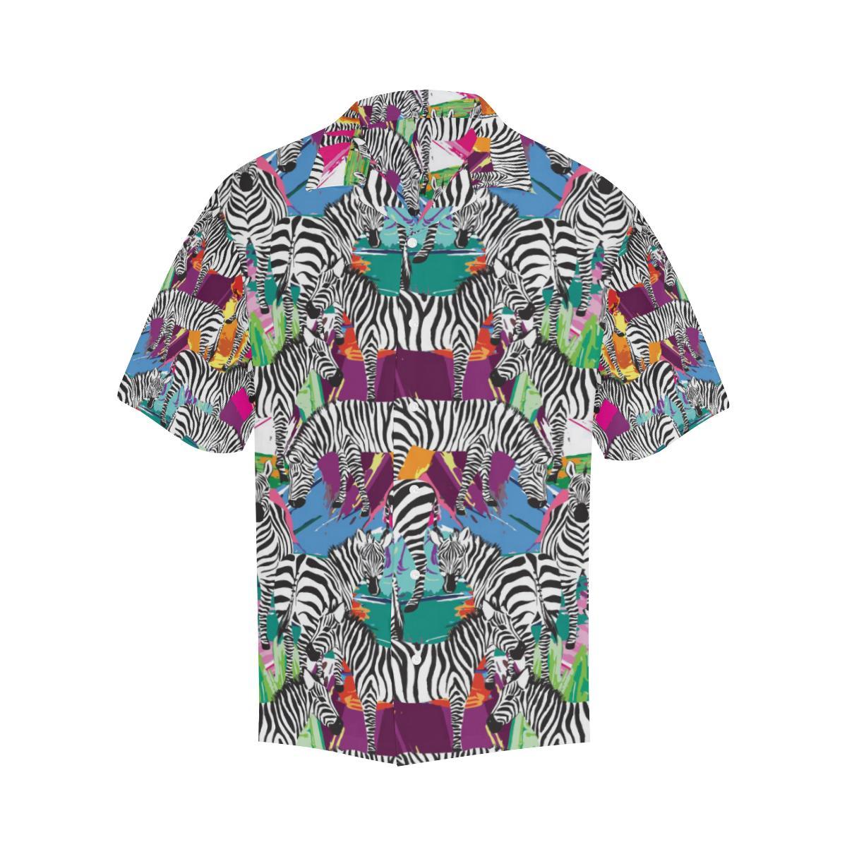 Zebra Colorful Pattern Mens All Over Print Hawaiian Shirt