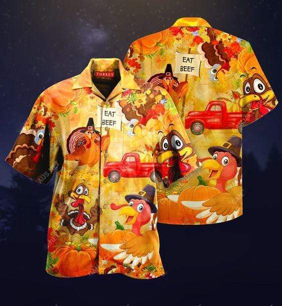 Hawaiian Aloha Shirts Thanksgiving Turkey Eat Beef