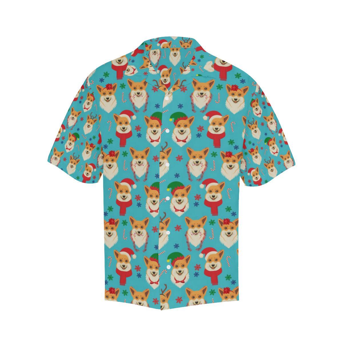 Christmas Corgi Pattern Mens All Over Print Hawaiian Shirt