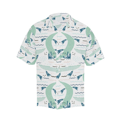 Crocodile Diver Pattern Mens All Over Print Hawaiian Shirt