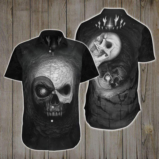 Hawaiian Aloha Shirts Skull Ying And Yang